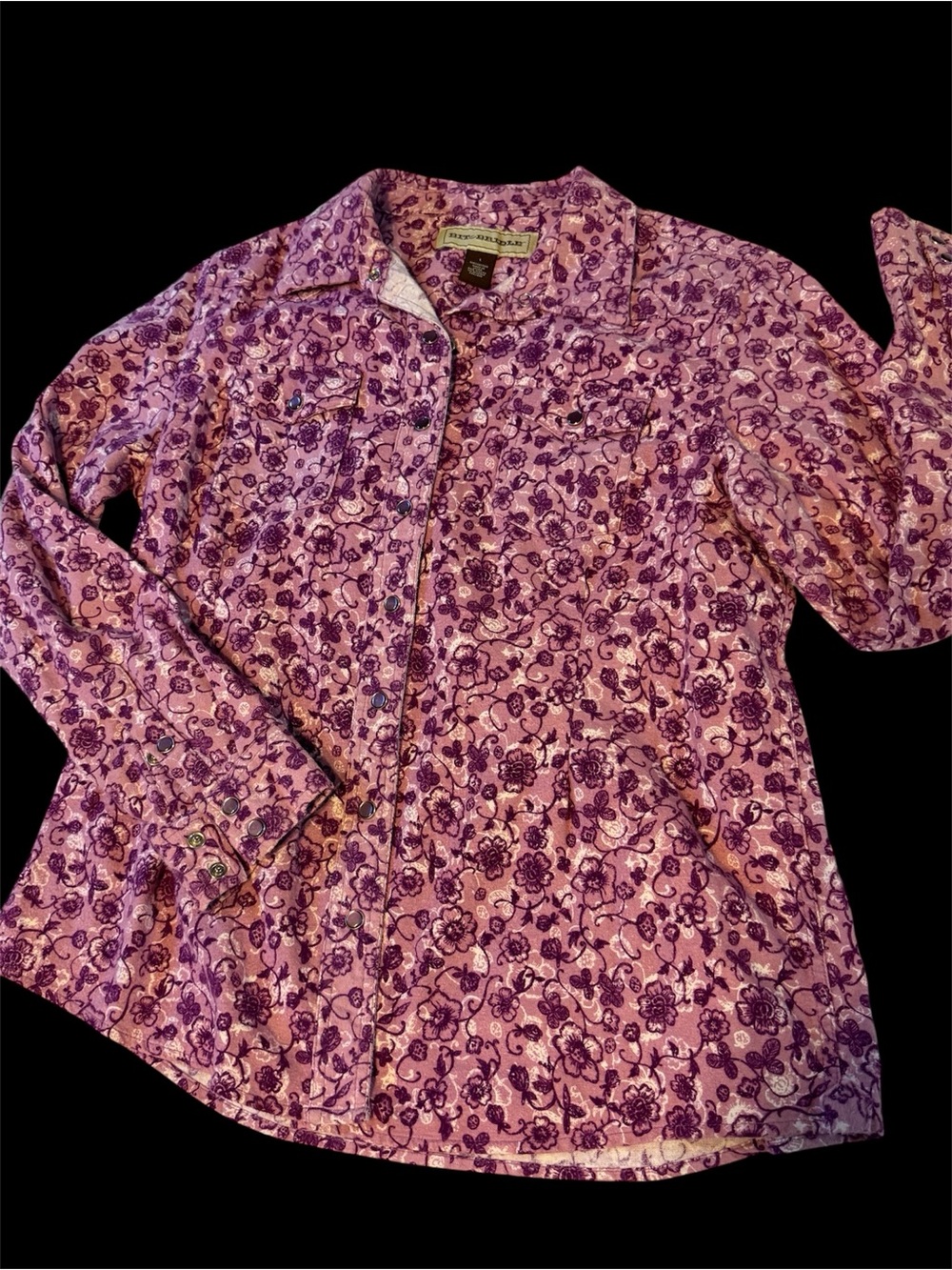 Bit & Bridle Purple Floral Button-Front Top